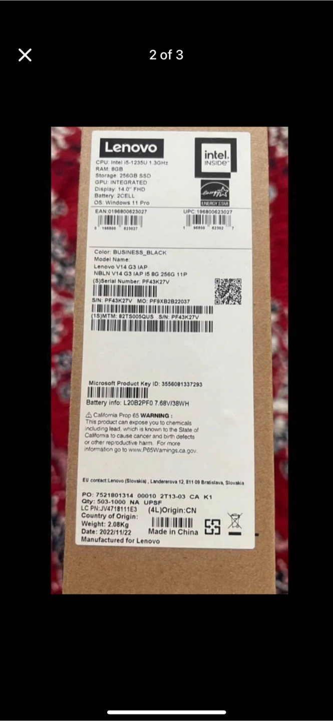 Lenovo V14 G3 IAP Laptop - Business Black