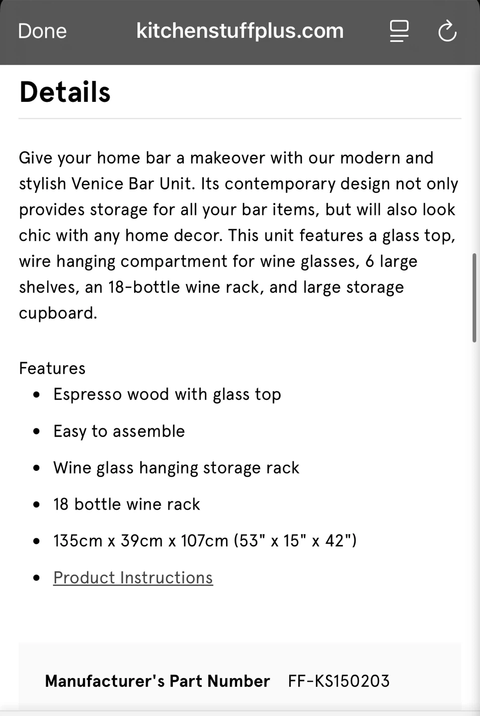 Venice Bar Unit with Glass Top - photo 2