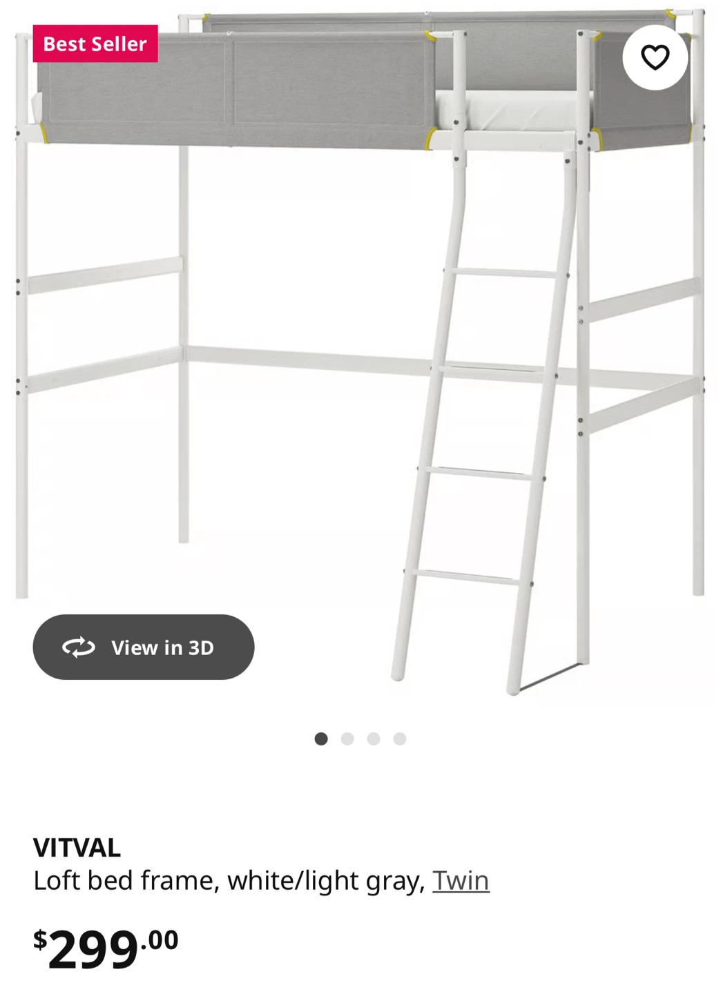 IKEA VITVAL Loft Bed Frame - Twin