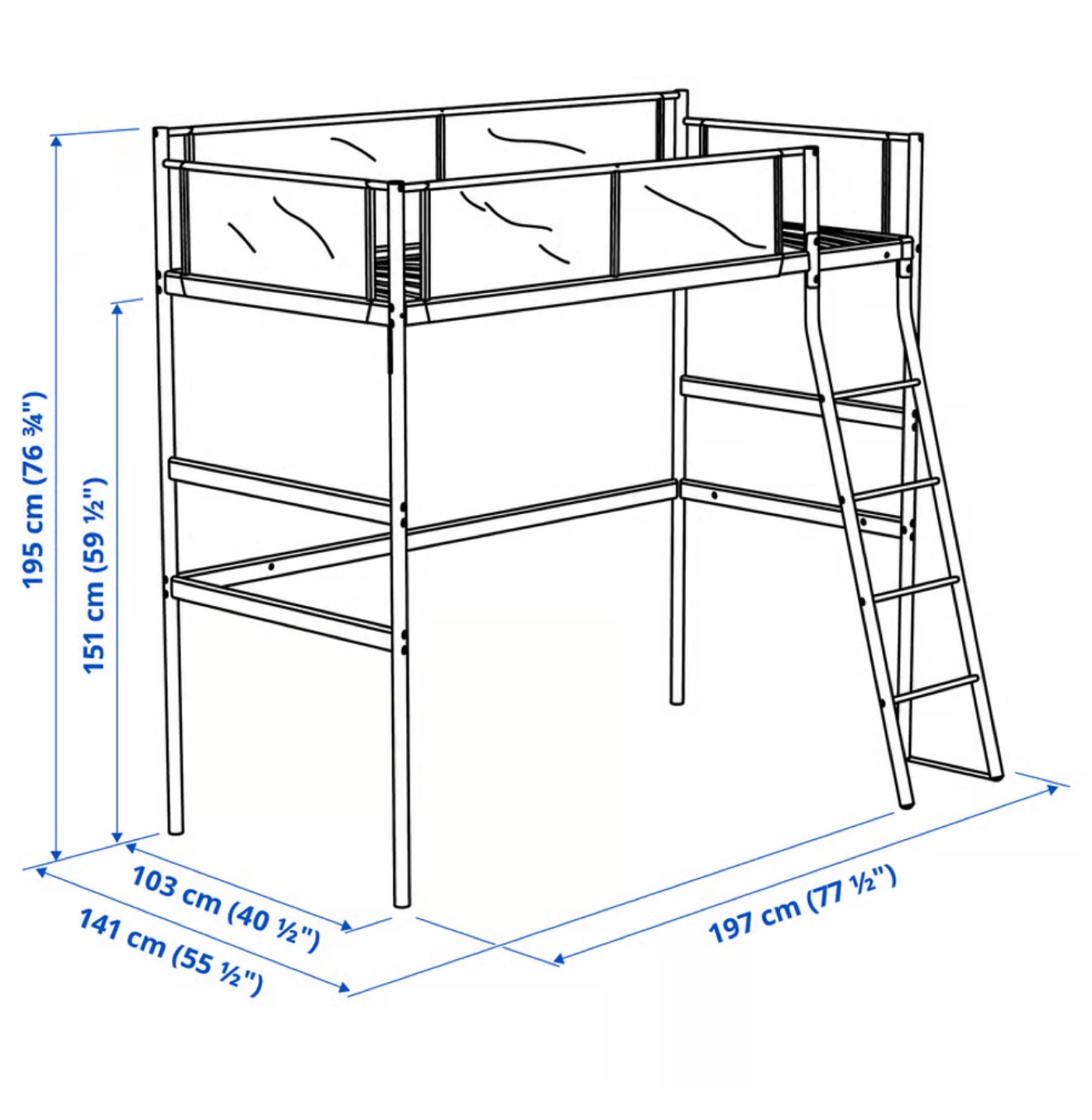 IKEA VITVAL Loft Bed Frame - Twin - photo 3
