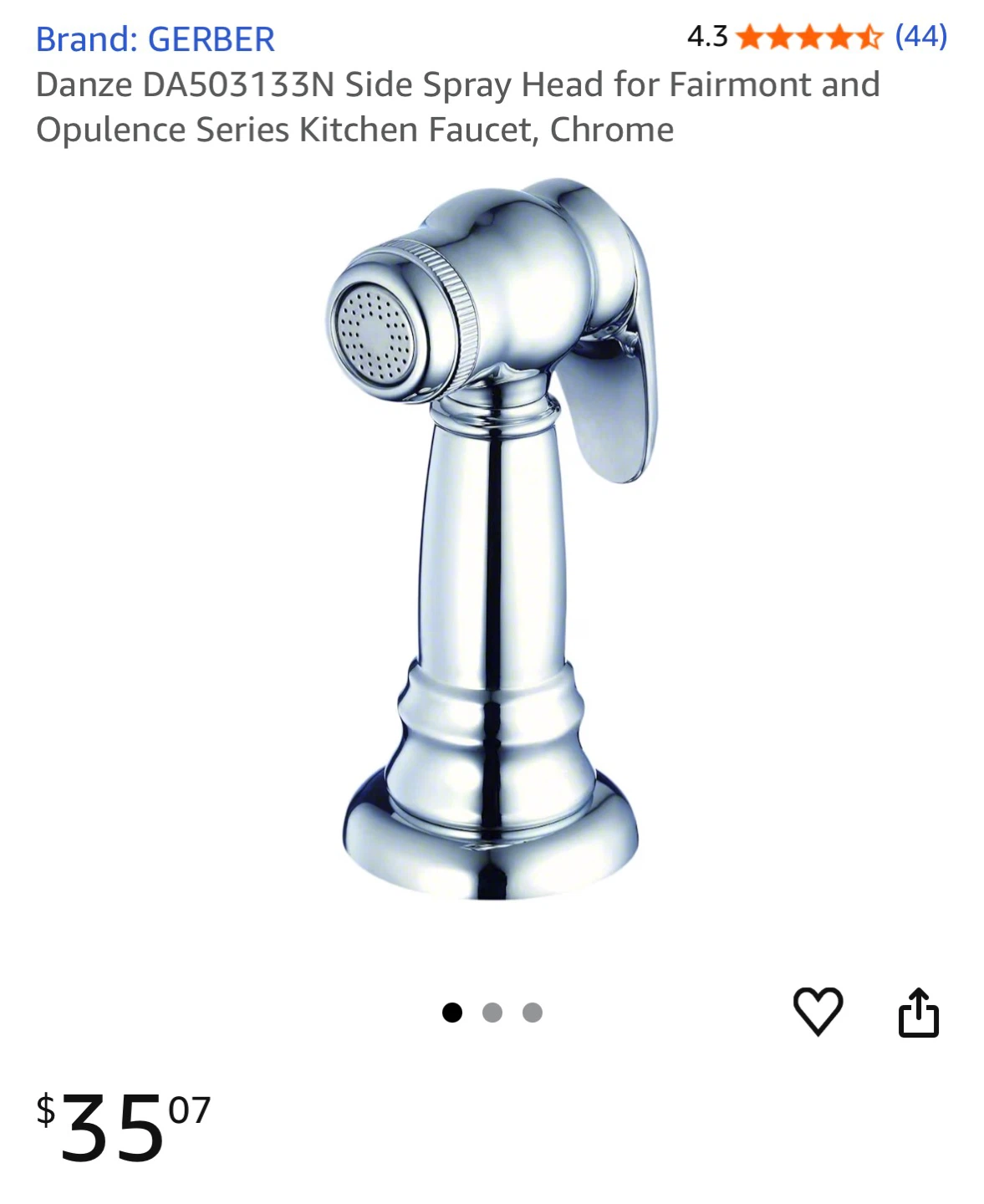 Gerber DA503133N Side Spray Head - Chrome Finish