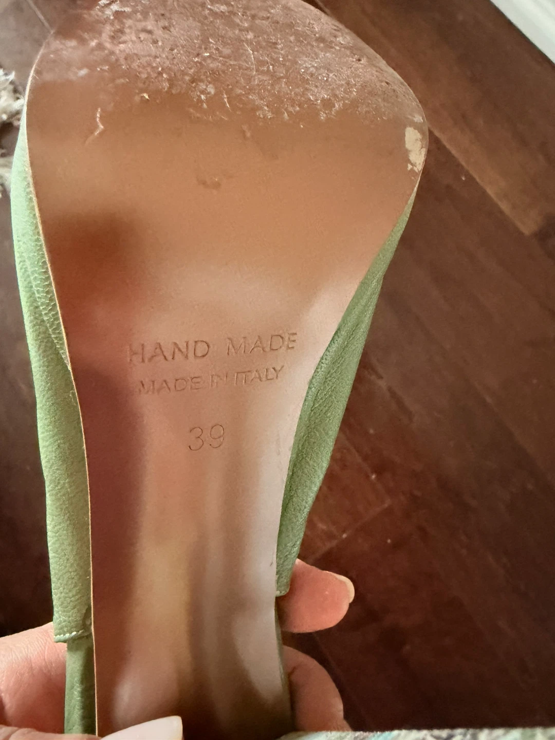 Green Leather Slingback Heels - Size 39 - photo 4