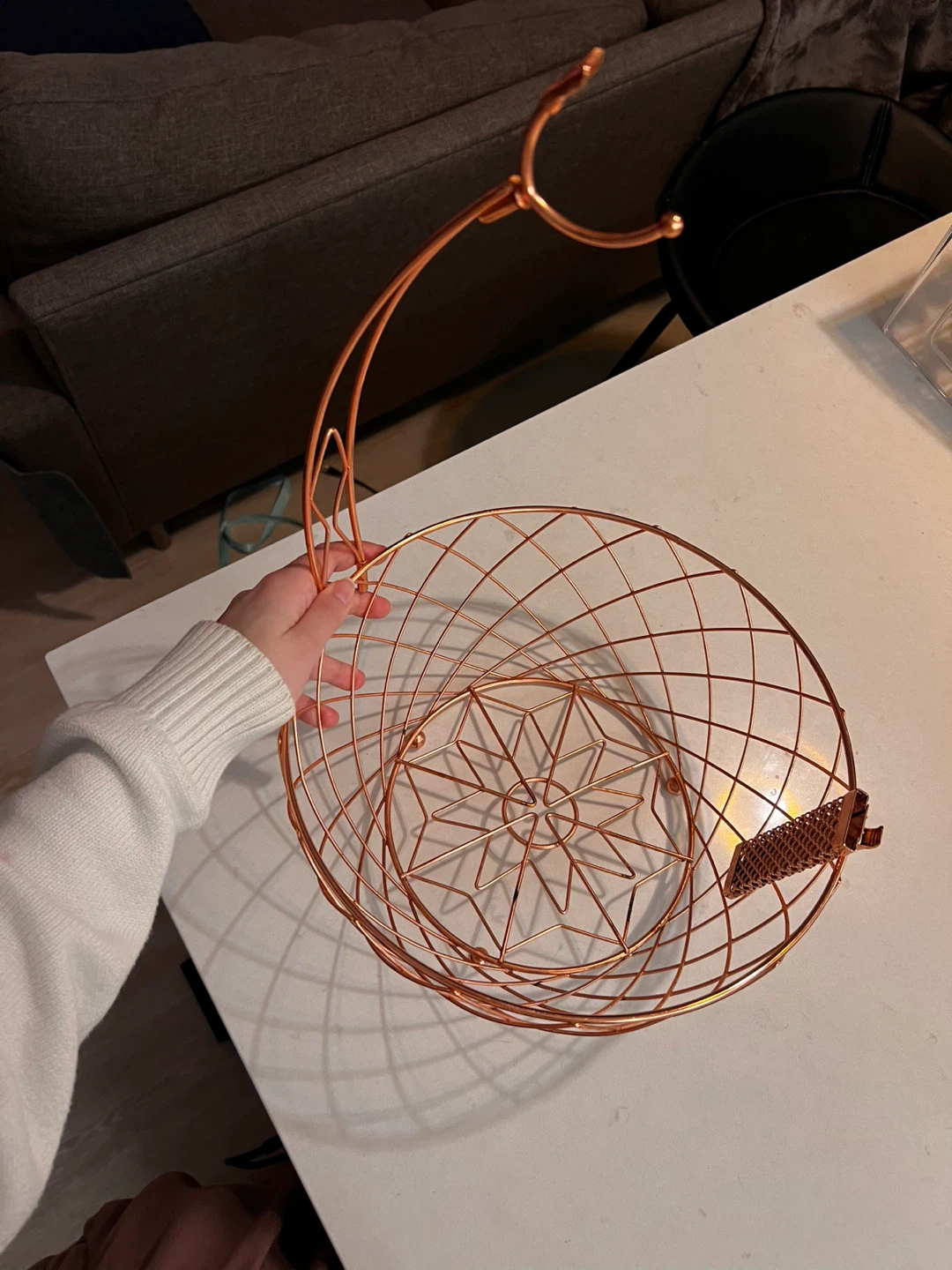 Copper Fruit Basket with Banana Hook