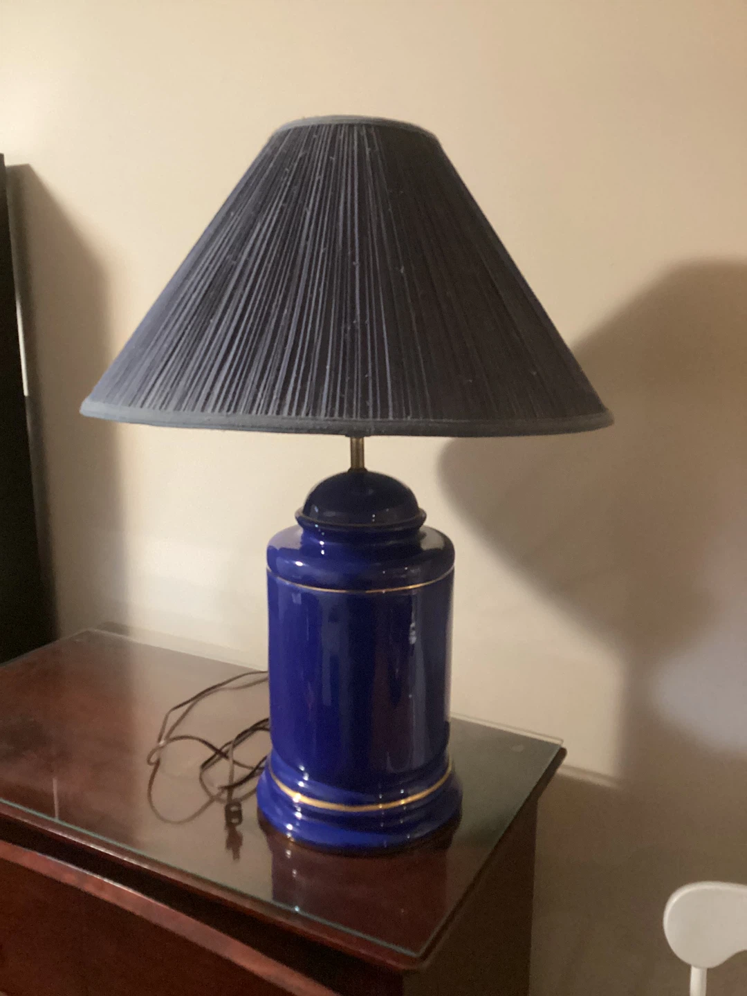 Blue Ceramic Table Lamp with Shade