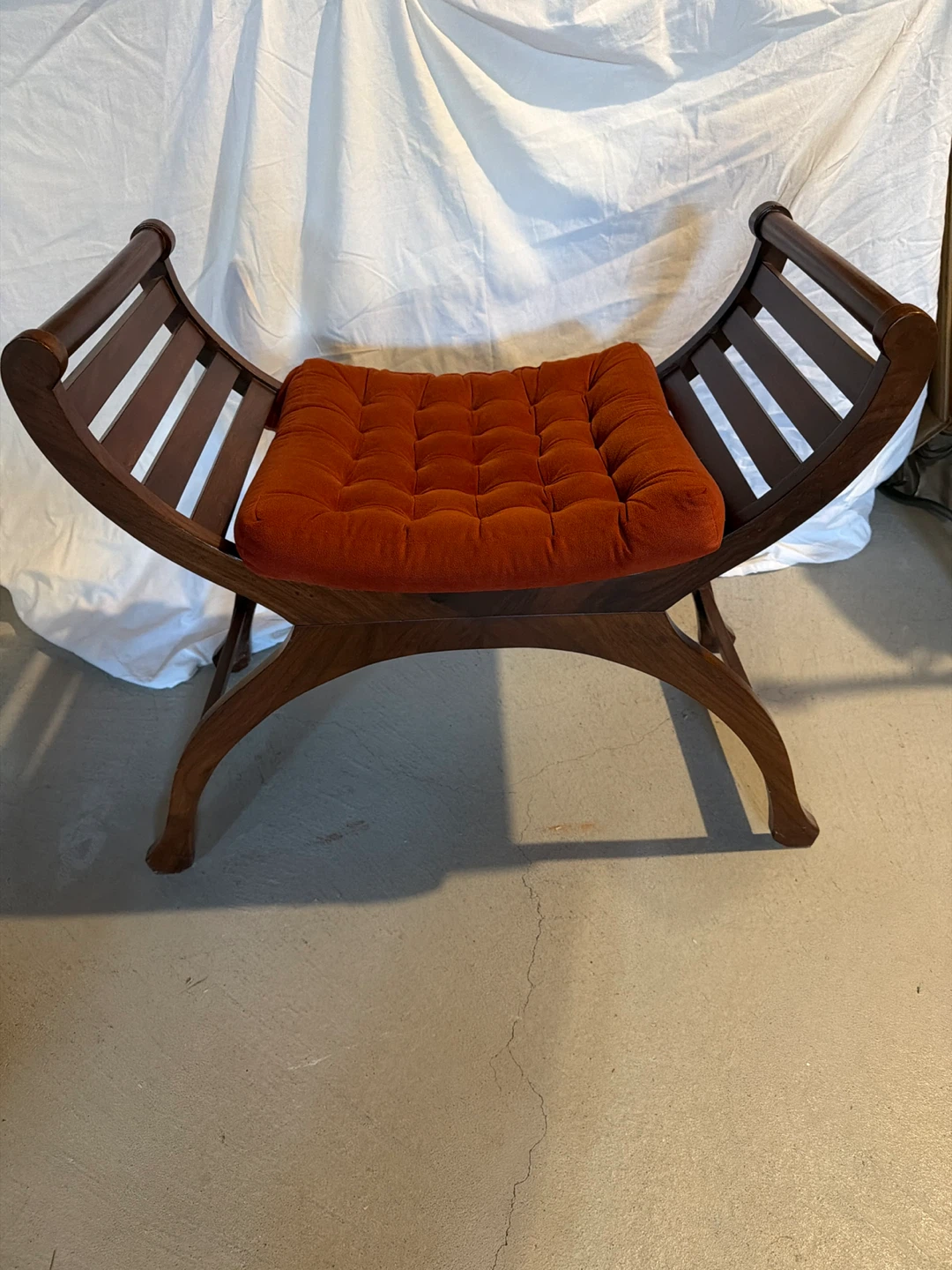 Wood Bench with Orange Cushion - photo 3