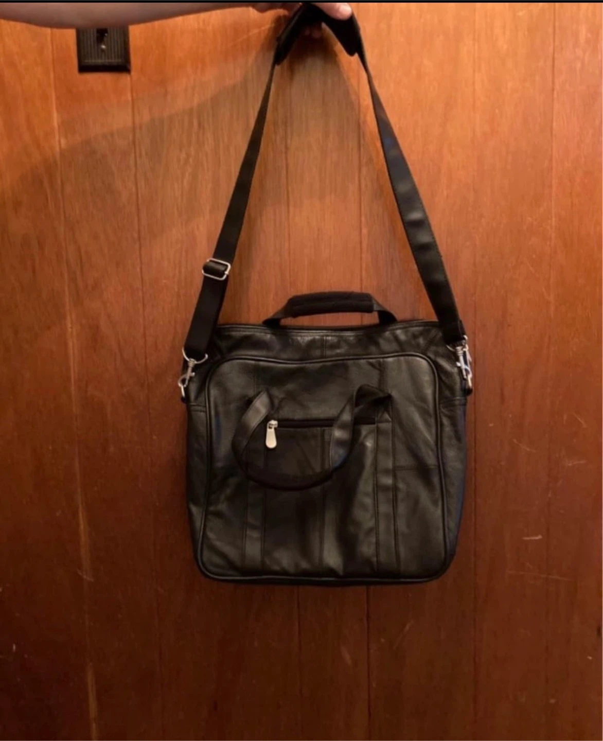Genuine Black Leather Laptop Bag - photo 3