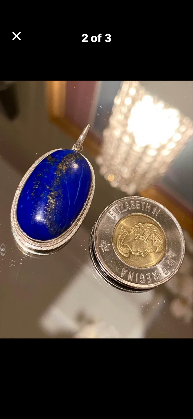 💙Estate Lapis Lazuli Pendant - Royal Blue Gemstone - photo 2
