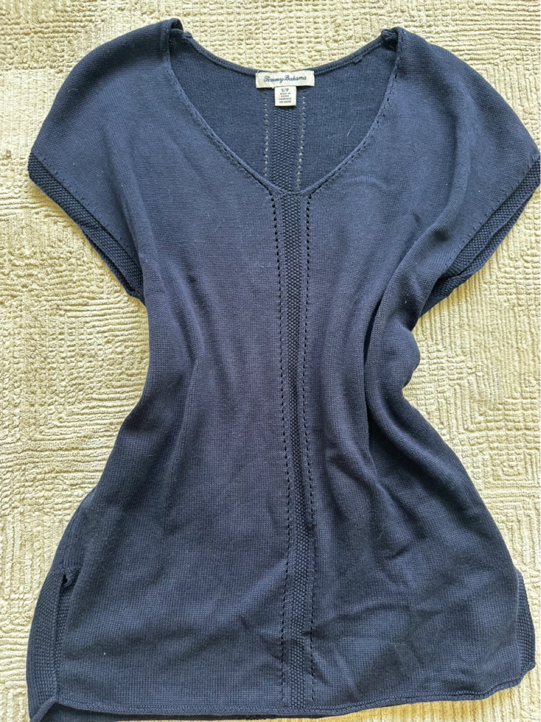 Tommy Bahama Navy Blue Knit Top - Size S/P