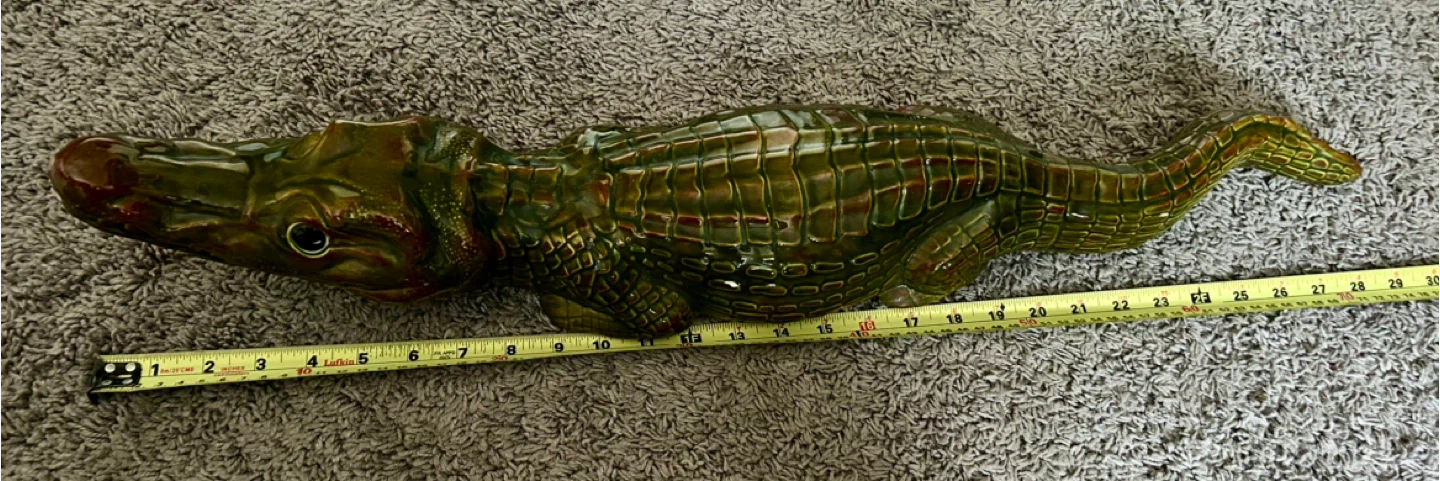 Ceramic Alligator Figurine, 29 inches