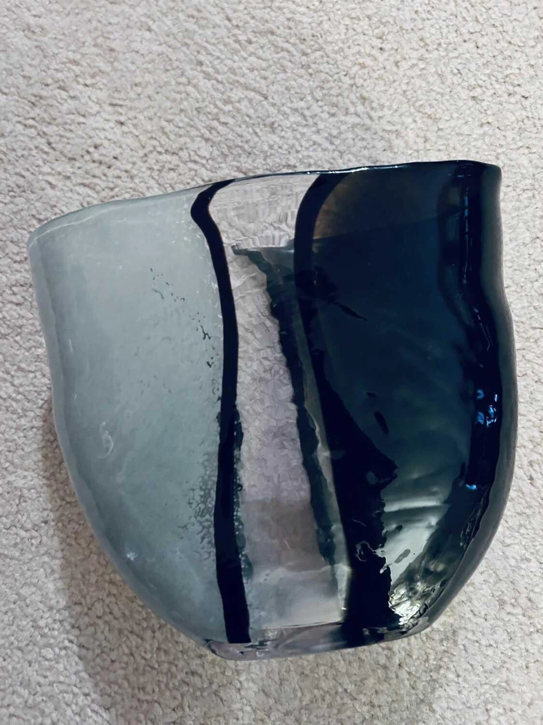 Vintage Black/White/grey heavy glass Vase: $125 cost - photo 5