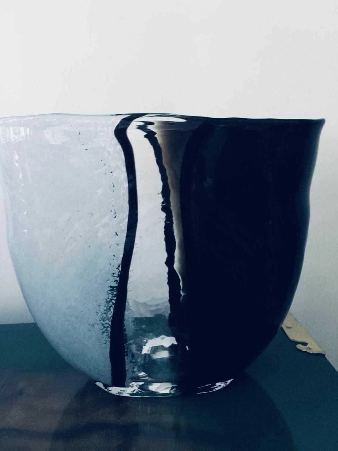 Vintage Black/White/grey heavy glass Vase: $125 cost - photo 2