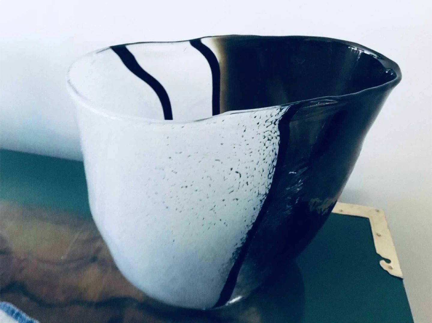 Vintage Black/White/grey heavy glass Vase: $125 cost