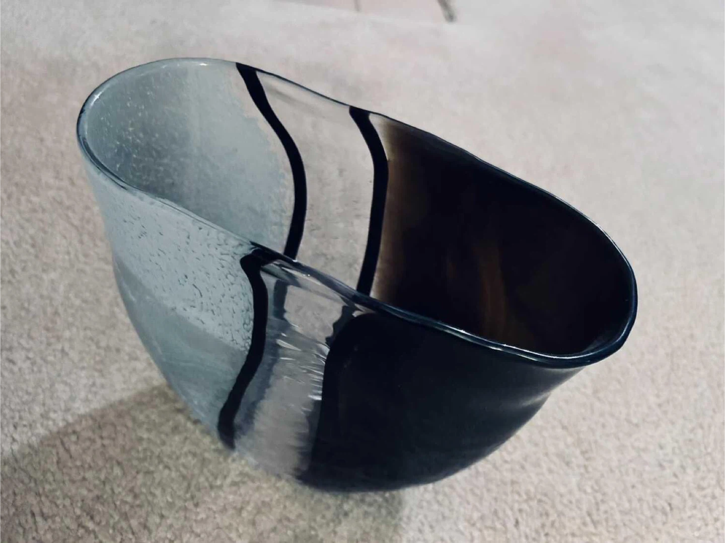 Vintage Black/White/grey heavy glass Vase: $125 cost - photo 3
