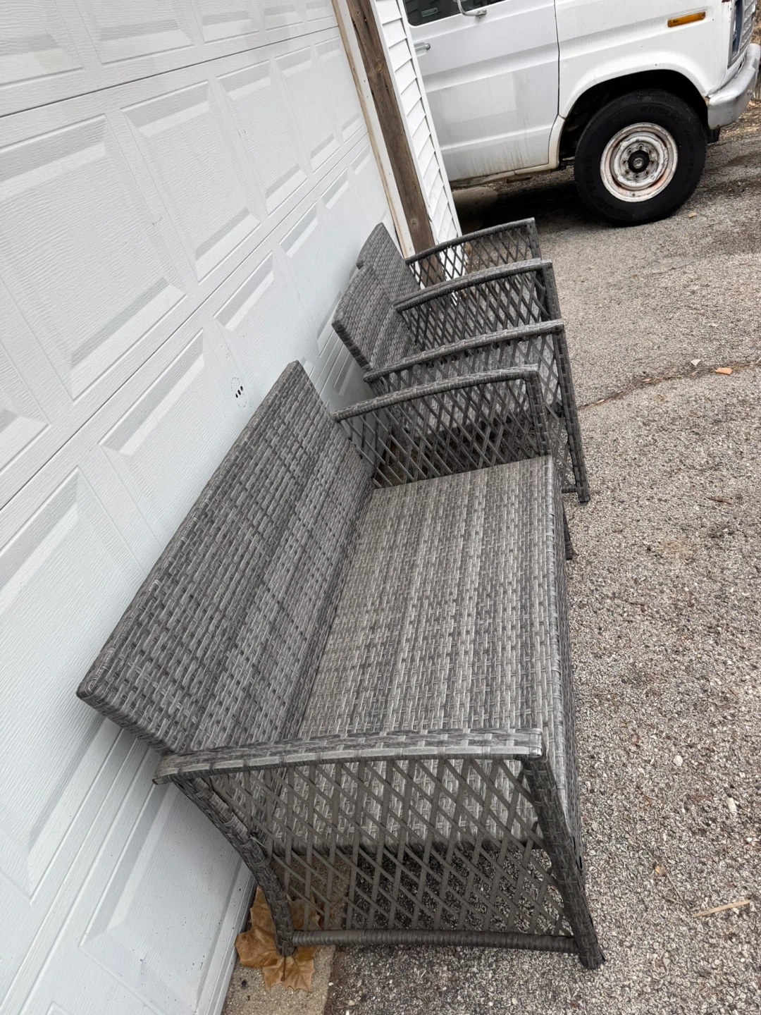 Gray Wicker Outdoor Patio Set - Loveseat & Chairs - photo 3