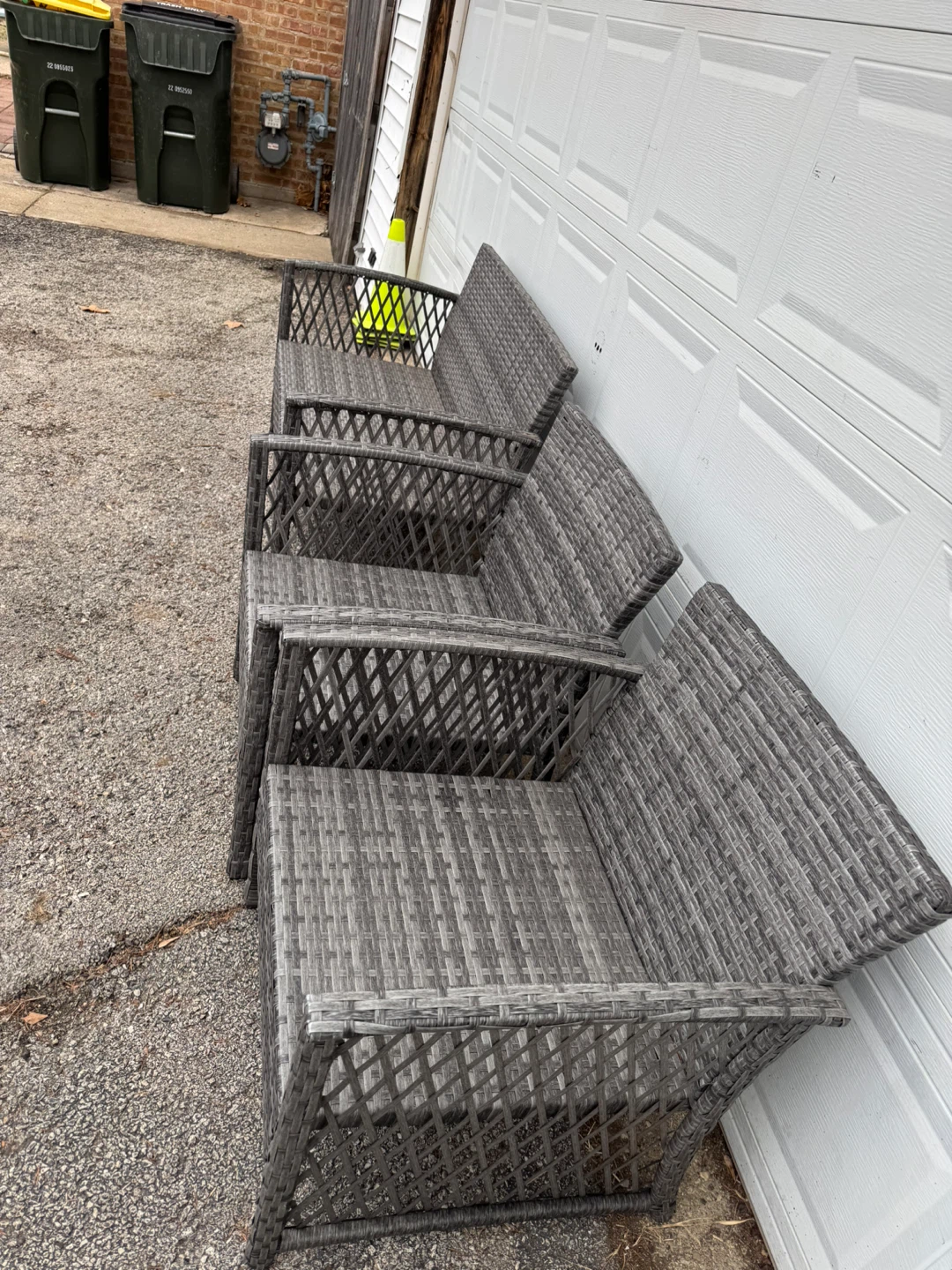 Gray Wicker Outdoor Patio Set - Loveseat & Chairs - photo 4