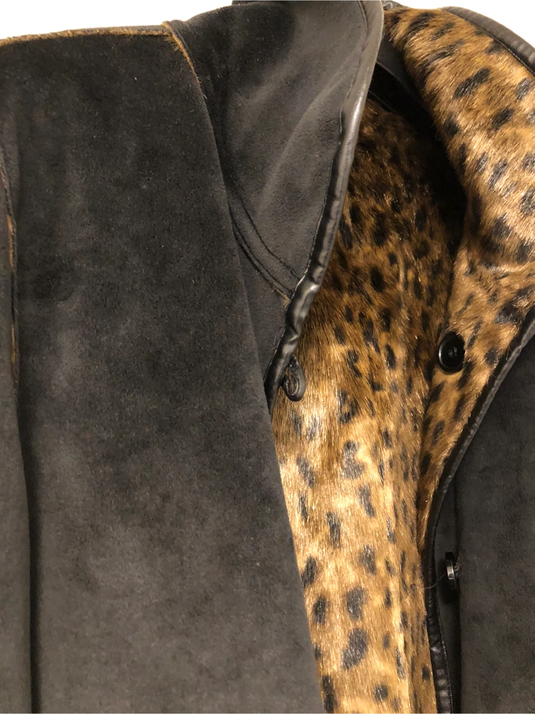 Reversible Black Coat with Leopard Print Lining - photo 3