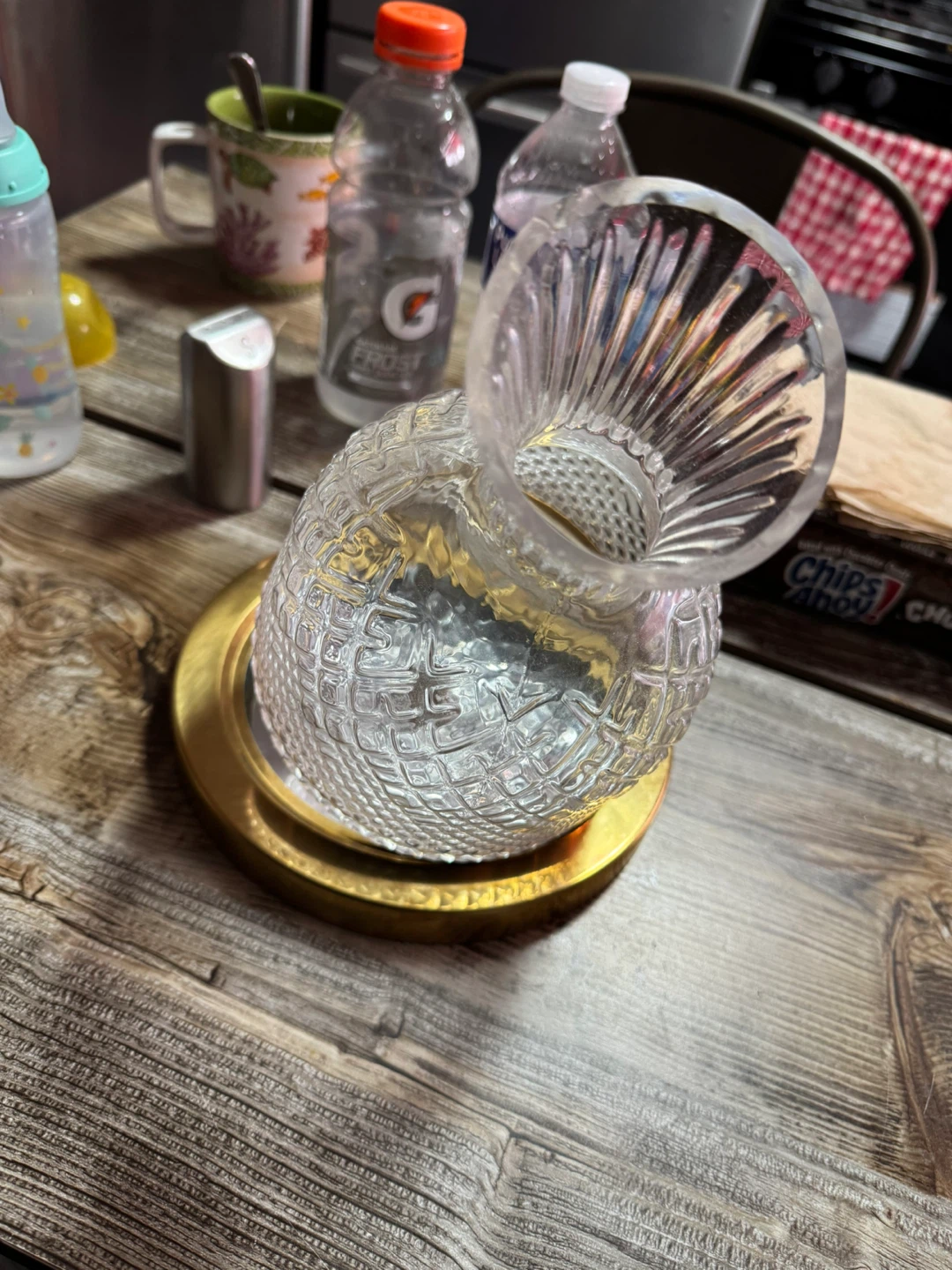 Glass Decanter with Gold Base - photo 2