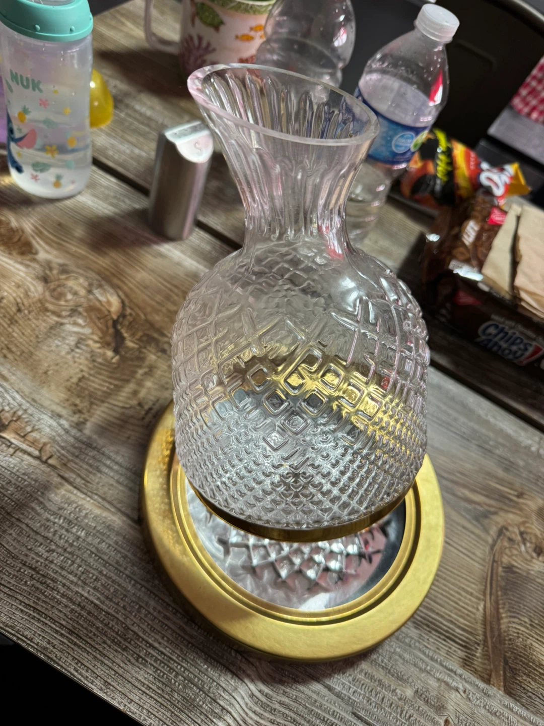 Glass Decanter with Gold Base