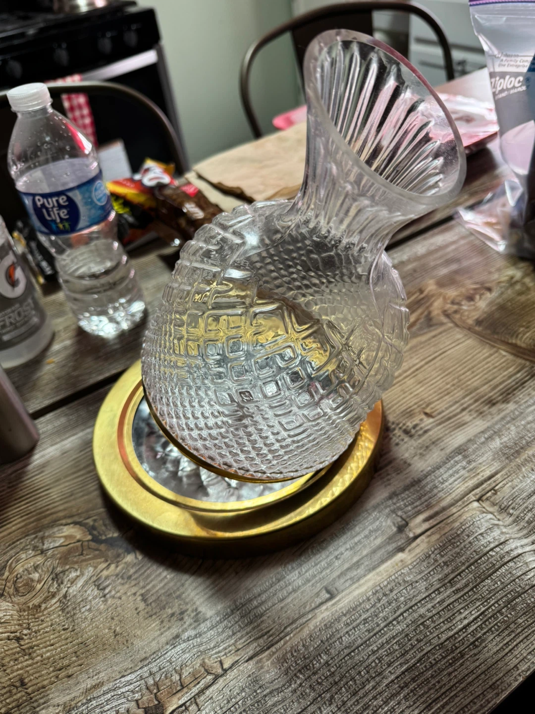 Glass Decanter with Gold Base - photo 3