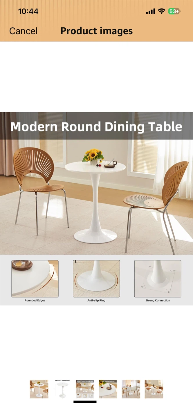 Modern Round White Dining Table 24 inches - photo 3