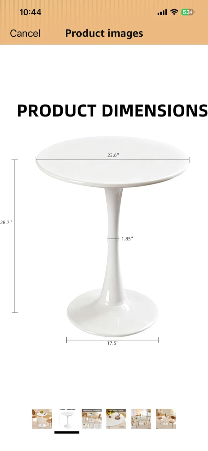Modern Round White Dining Table 24 inches - photo 2