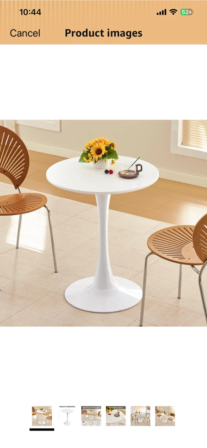 Modern Round White Dining Table 24 inches