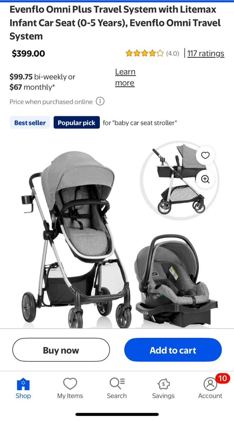 Evenflo Omni Plus Travel System stroller with car seat