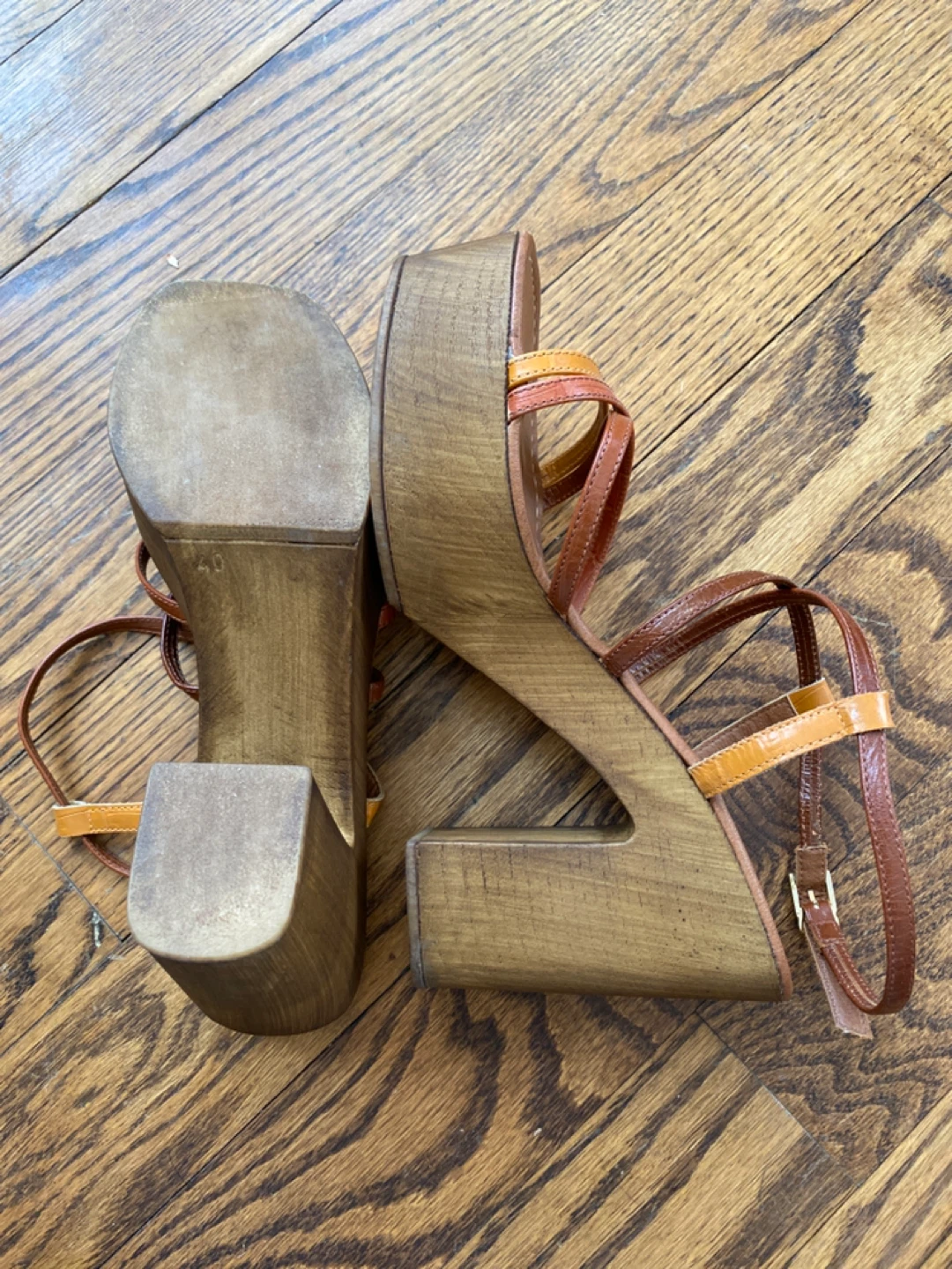 L’intervalle Strappy Tan Platform Heel - Size 40 - photo 5