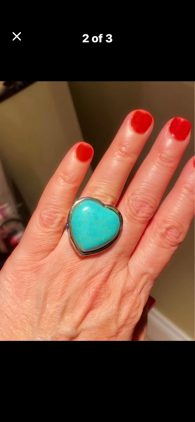 🩵Heart-Shaped Turquoise Silver Ring - photo 2