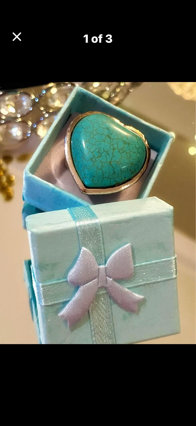 🩵Heart-Shaped Turquoise Silver Ring