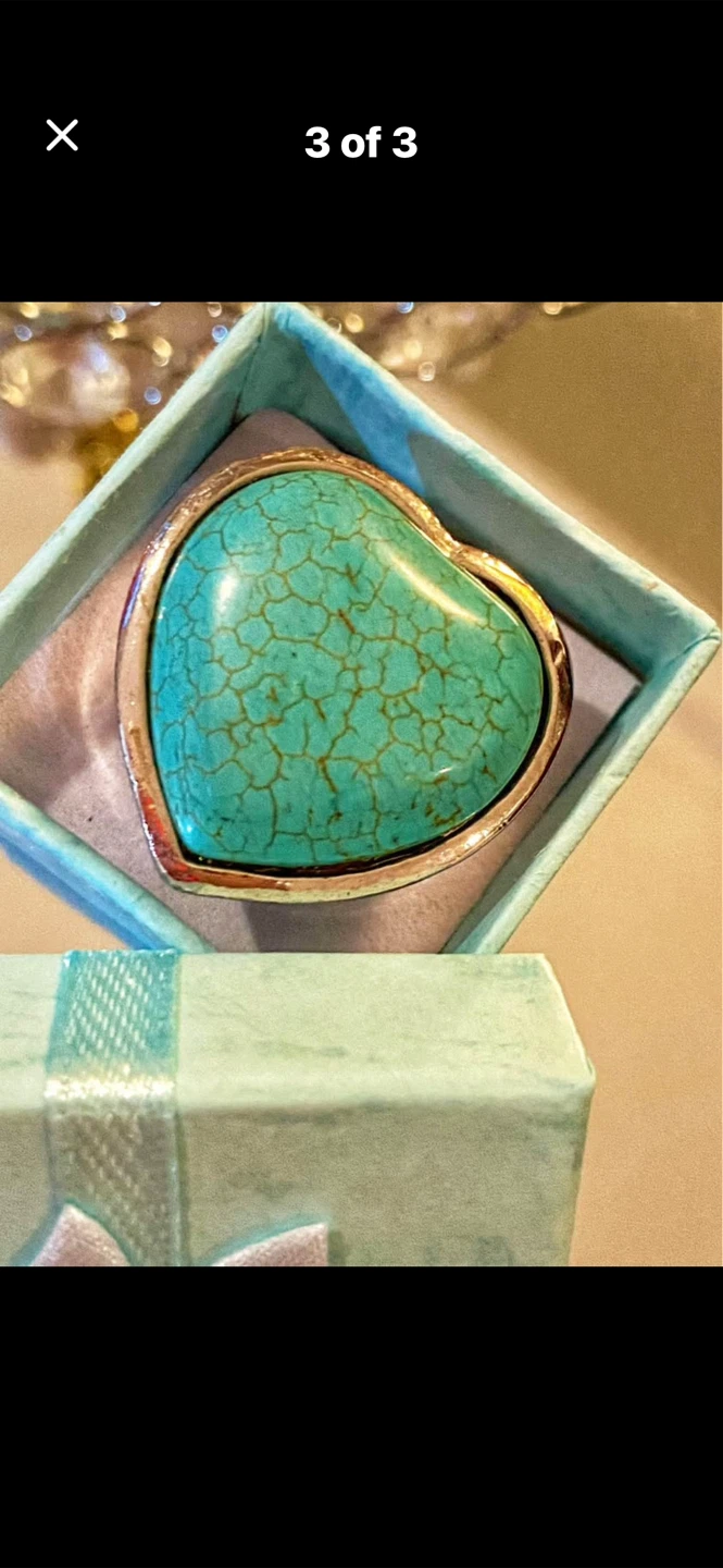 🩵Heart-Shaped Turquoise Silver Ring - photo 3