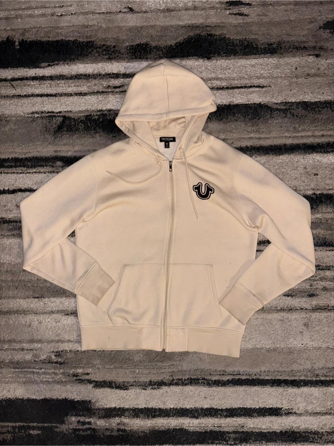 True Religion Cream Zip-Up Hoodie, L - photo 2