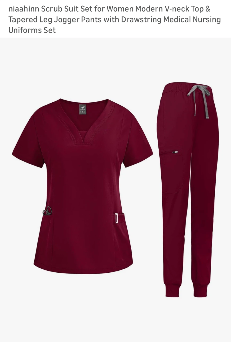 niaahinn Burgundy Scrub Set - Size Large