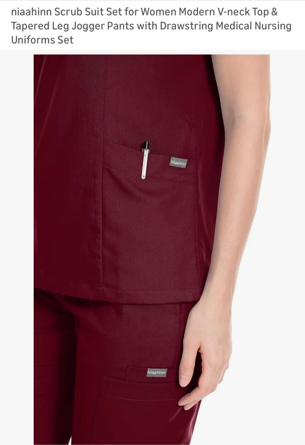niaahinn Burgundy Scrub Set - Size Large - photo 2
