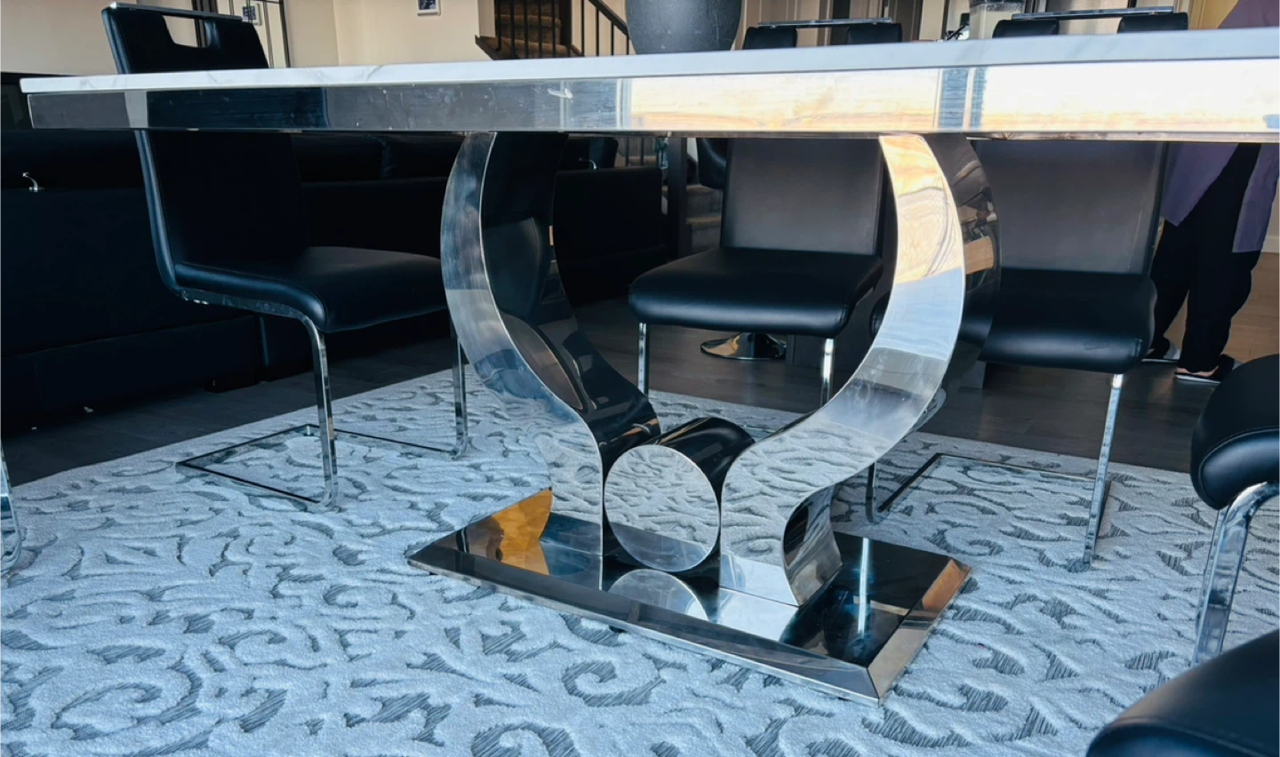 Marble Top Dining Table with Chrome Base - photo 4