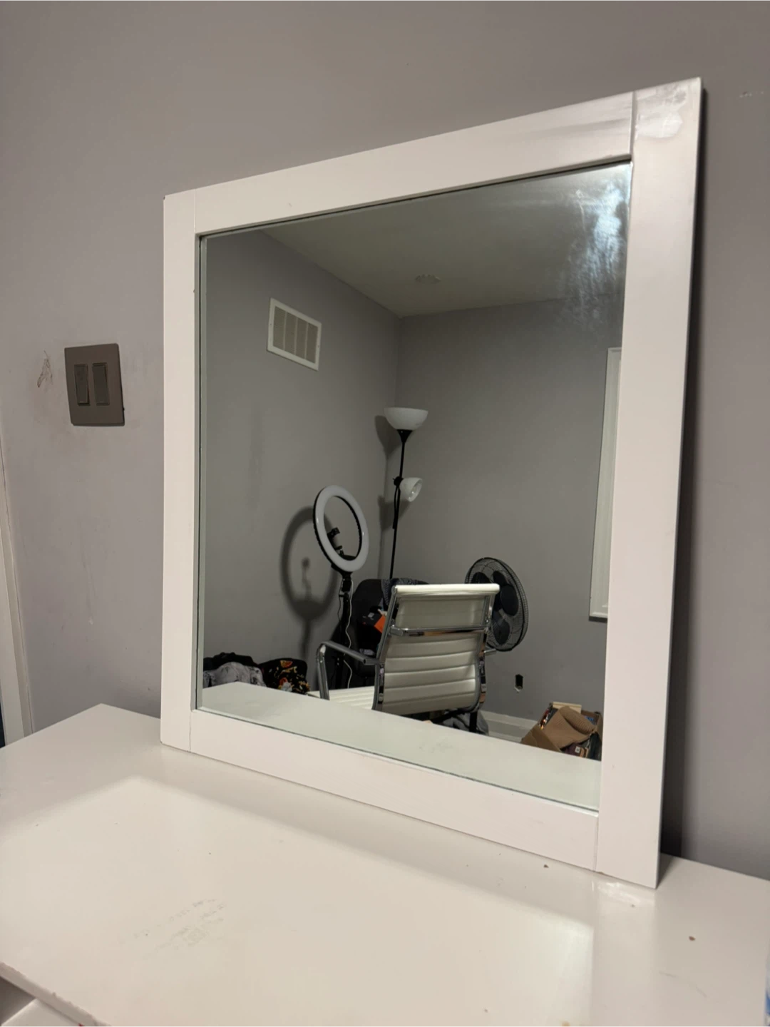 White Framed Mirror