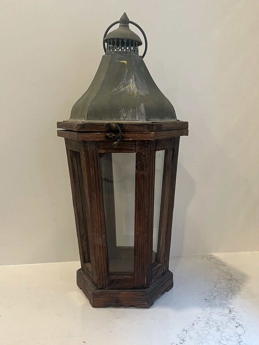Vintage Pottery Barn Park Hill Lantern (iron/wood/glass)