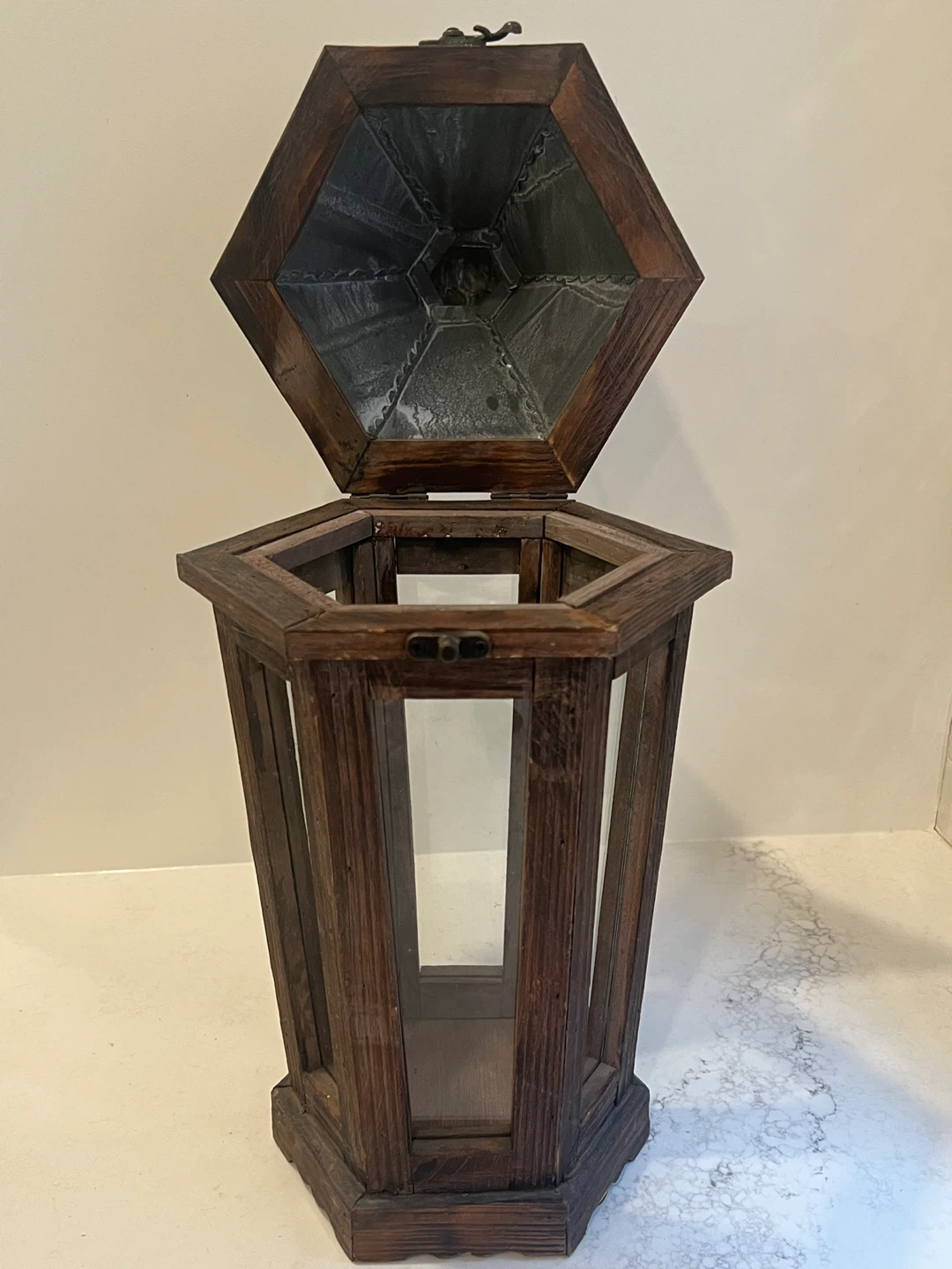Vintage Pottery Barn Park Hill Lantern (iron/wood/glass) - photo 2