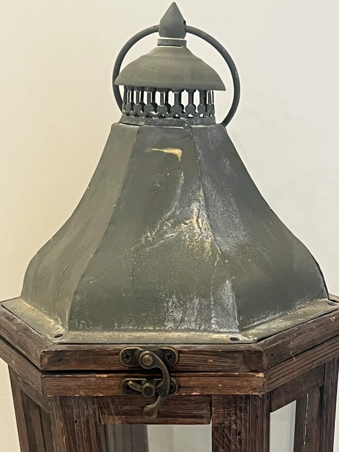 Vintage Pottery Barn Park Hill Lantern (iron/wood/glass) - photo 3