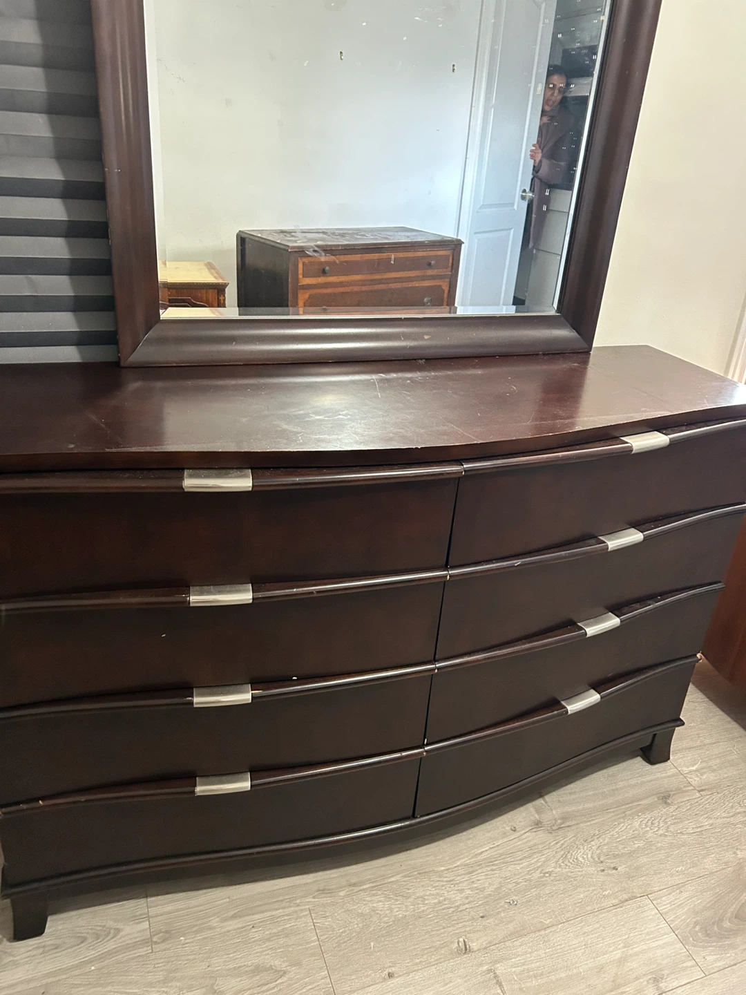 Dark Brown Dresser with Mirror
