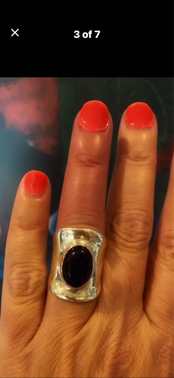 💜Solid Silver Cabochon Amethyst Ring - photo 2