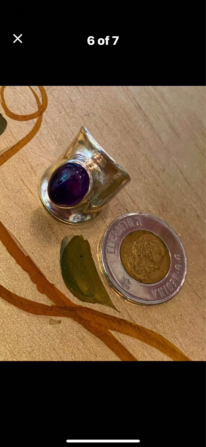 💜Solid Silver Cabochon Amethyst Ring - photo 4