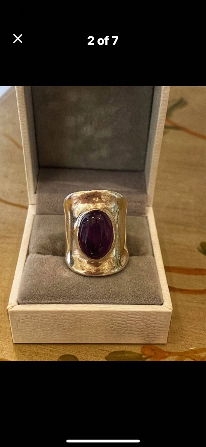 💜Solid Silver Cabochon Amethyst Ring