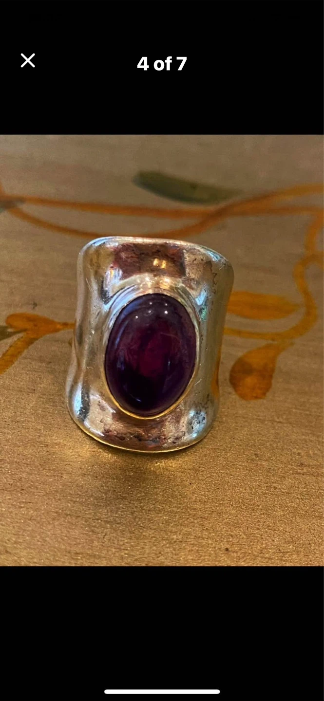 💜Solid Silver Cabochon Amethyst Ring - photo 3