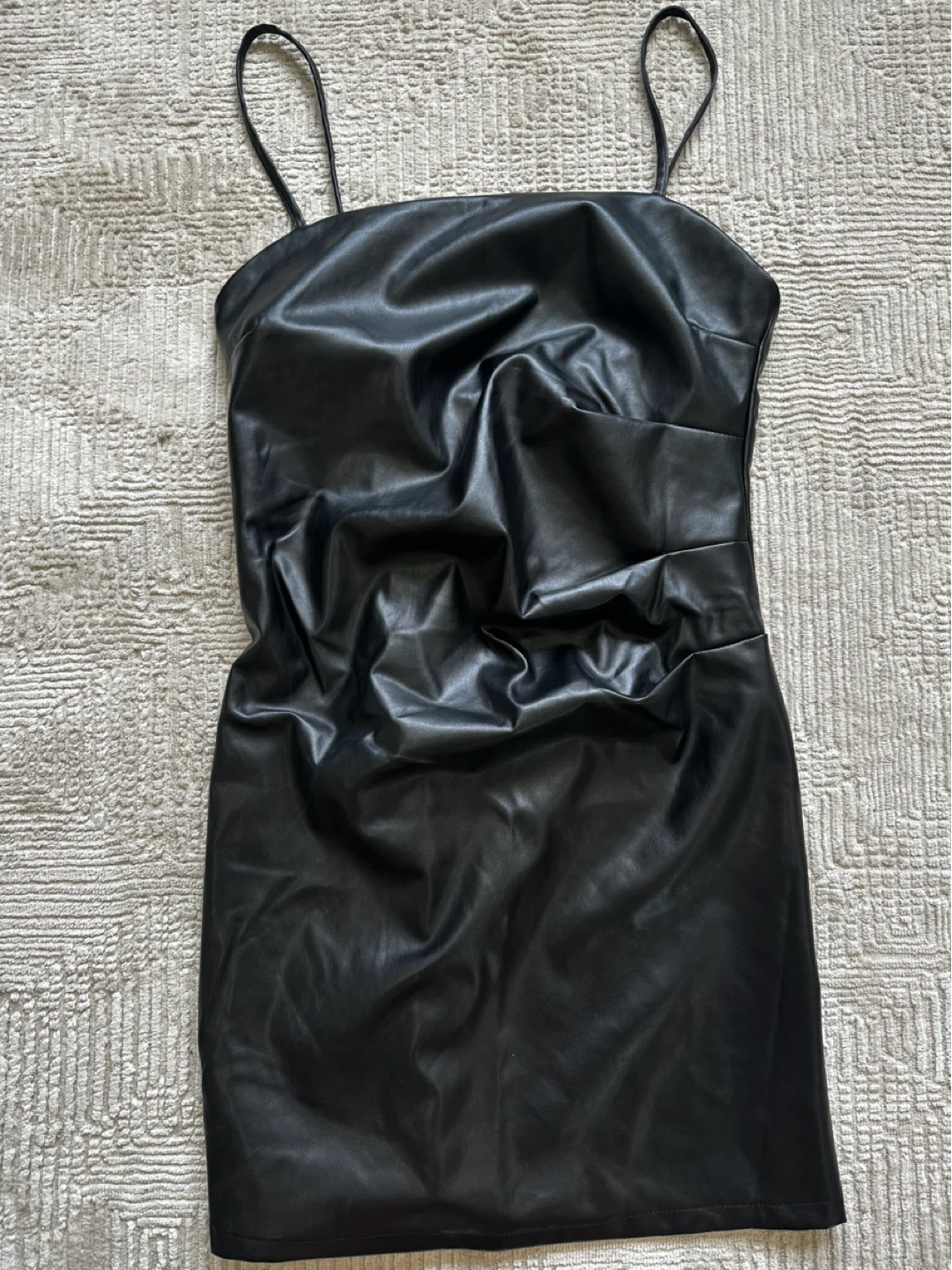 New Black Faux Leather Mini Dress