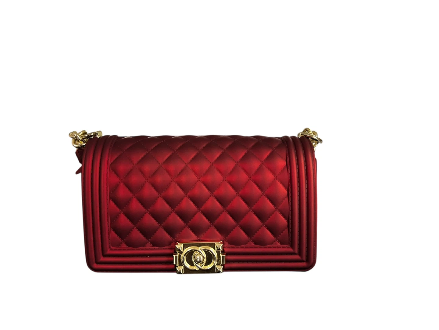 Red Jelly Purse with Gold Chain