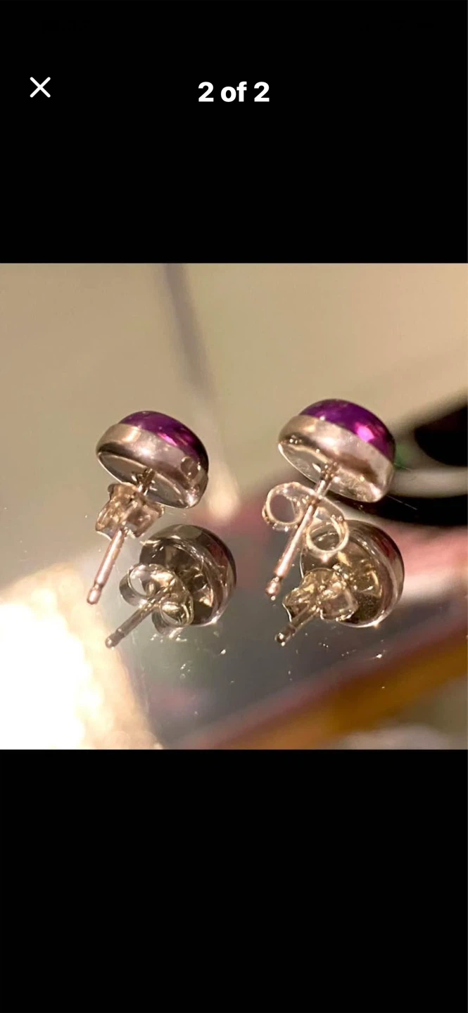 💜Cabochon Amethyst Stud Earrings - photo 2