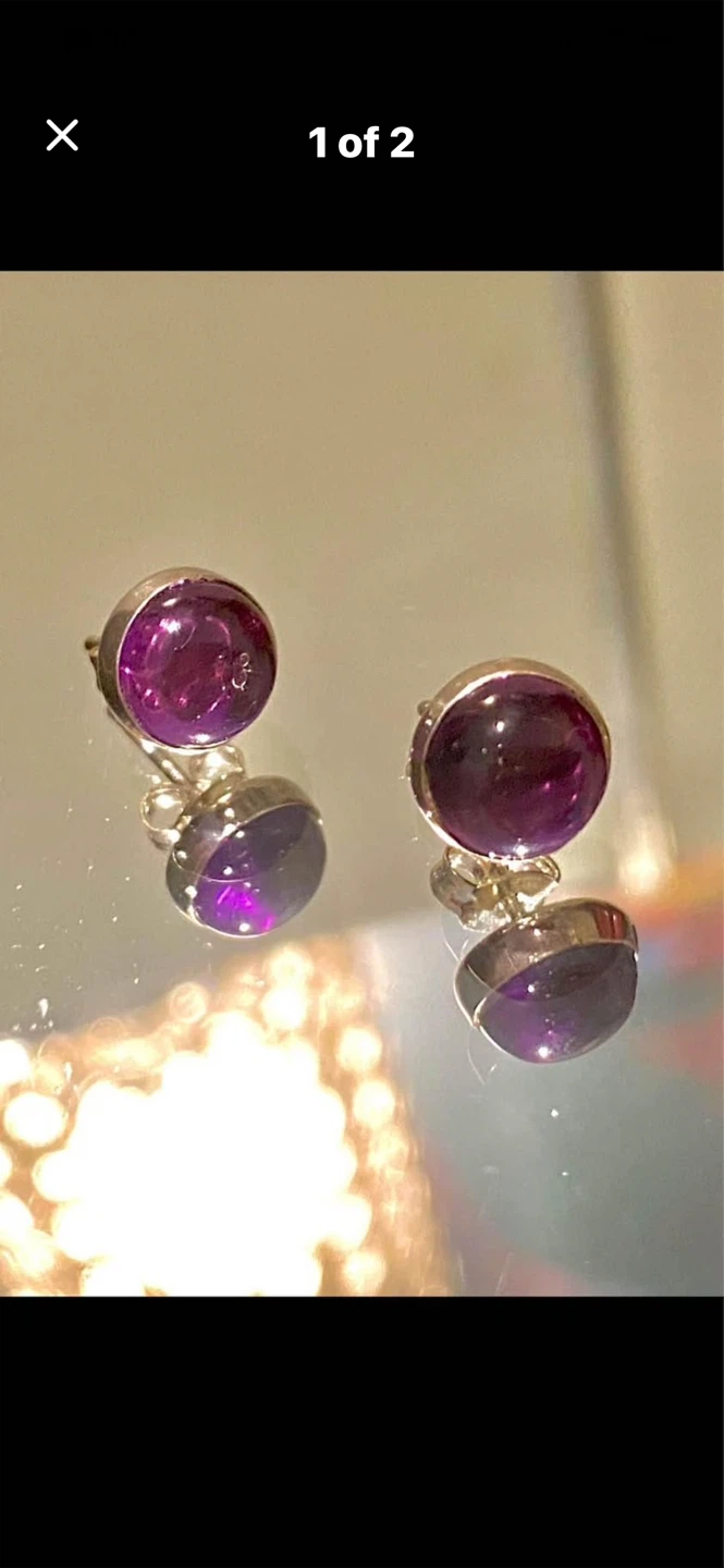 💜Cabochon Amethyst Stud Earrings