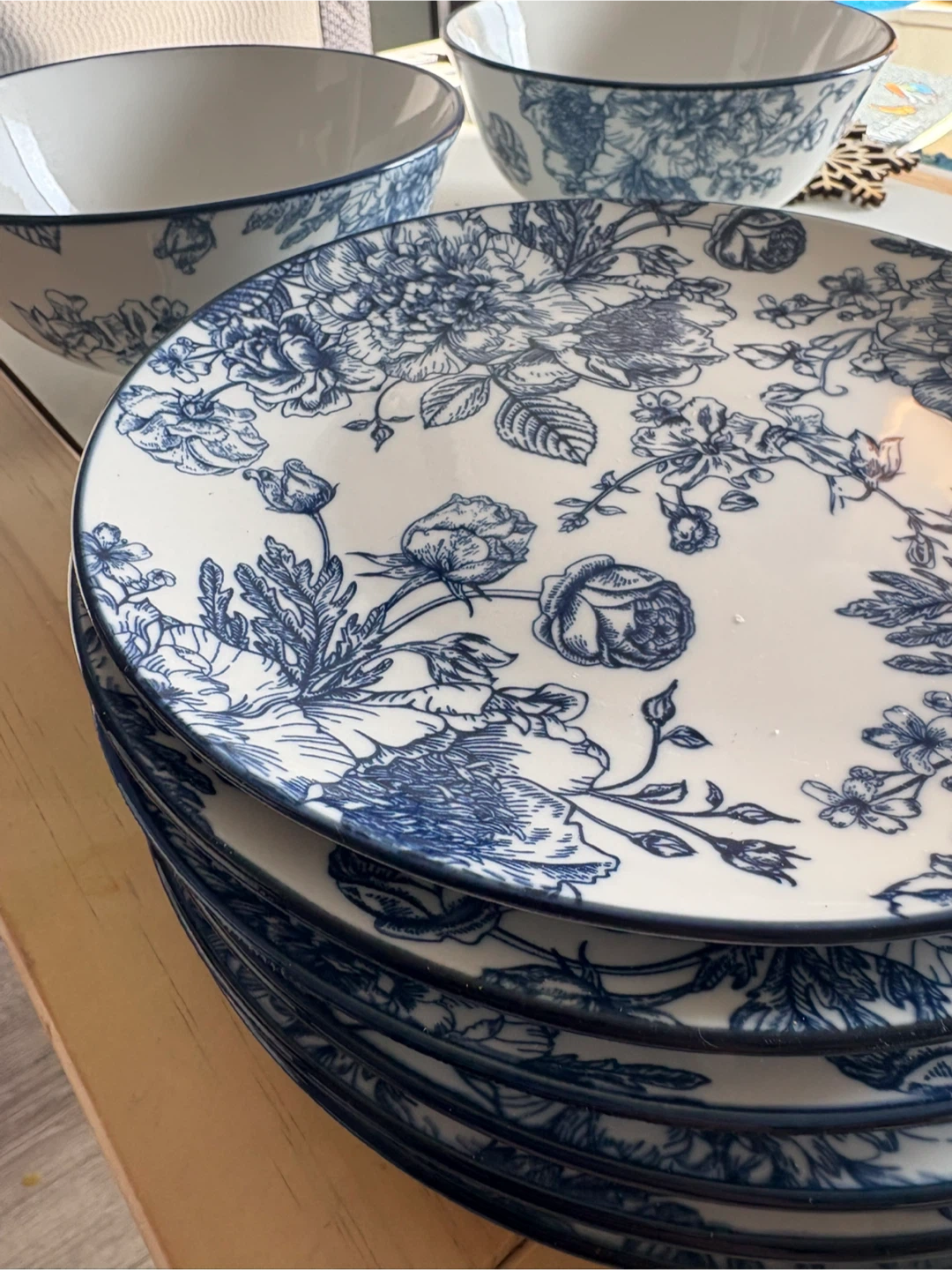 Floral Snack Plates & Bowls Set