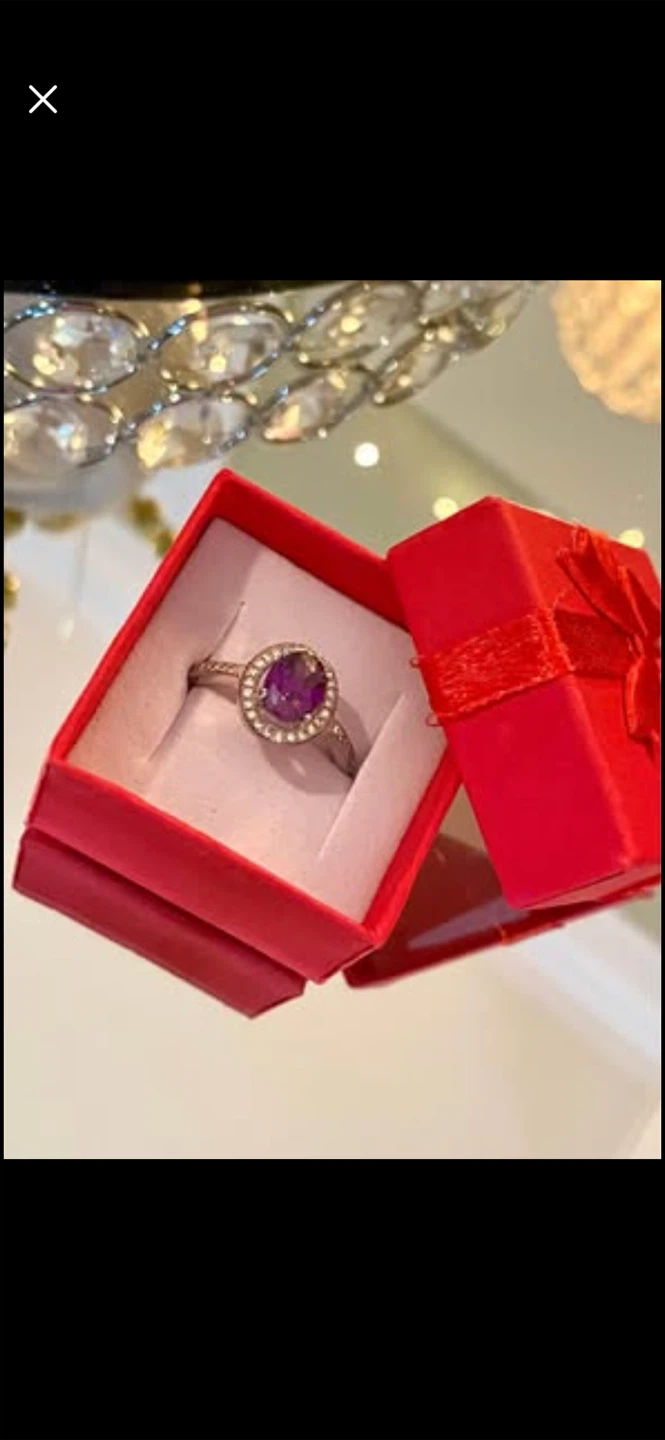 💜Cabochon Amethyst Crystal Halo Ring - photo 4